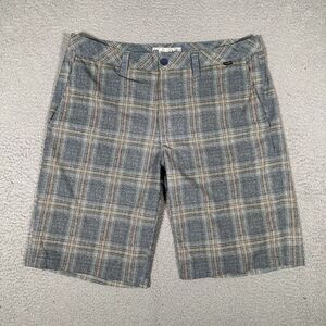 Travis Mathew Shorts Mens 34 Blue Plaid 11" Hybrid Golf Casual Performance‎ Logo